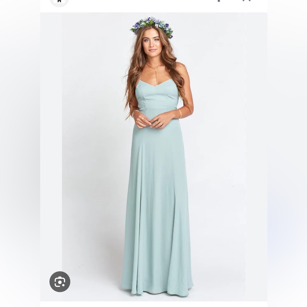 Show Me Your MuMu Godshaw Goddess Gown in blue chiffon silver sage Size L